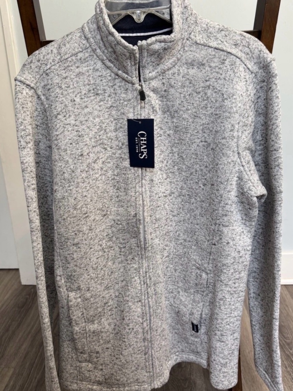 Chaps Gray and Navy Full-Zip Jacket NWT
